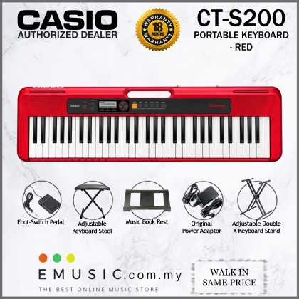 Casio CT-S200 61-key Portable Keyboard with Keyboard Stool & Pedal (Casiotone / CTS200 / CTS200)