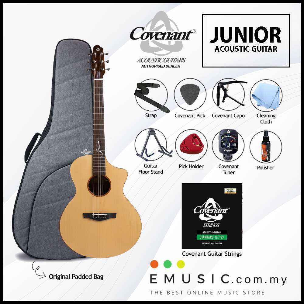 Covenant JUNIOR Solid Top Acoustic Guitar with Gigbag and Free Accessories