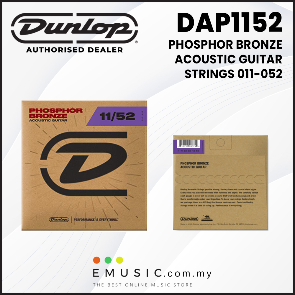 Jim Dunlop DAP1152 Phosphor Bronze Acoustic Guitar Strings 011-052