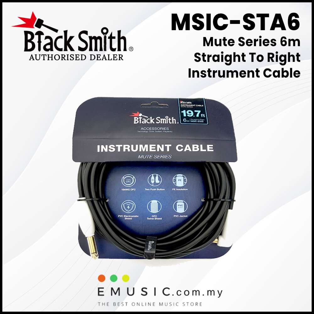 Blacksmith MSIC-STA6 6m Straight to Right Mute Series Instrument Cable