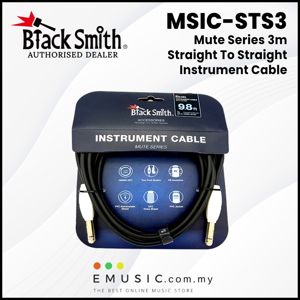 Blacksmith MSIC-STS3 3m Straight to Straight Mute Series Instrument Cable