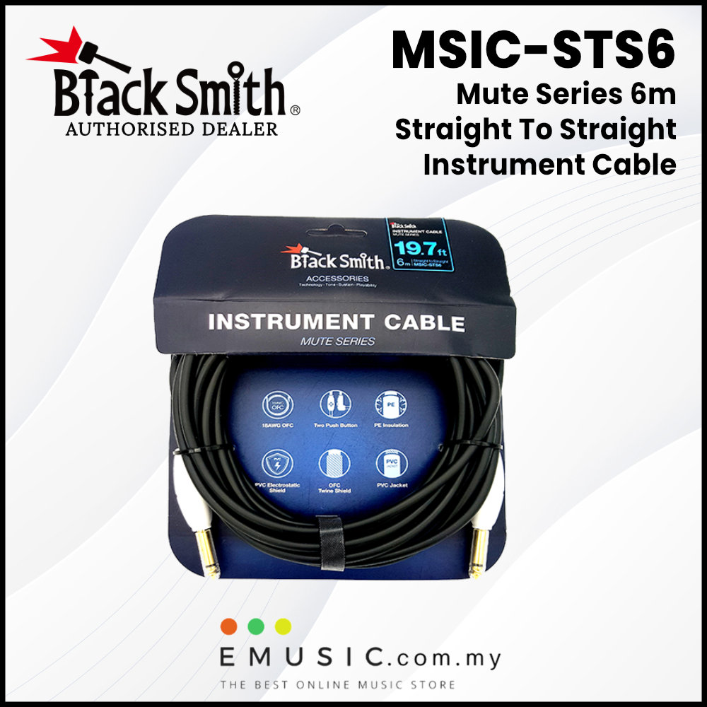 Blacksmith MSIC-STS6 6m Straight to Straight Mute Series Instrument Cable
