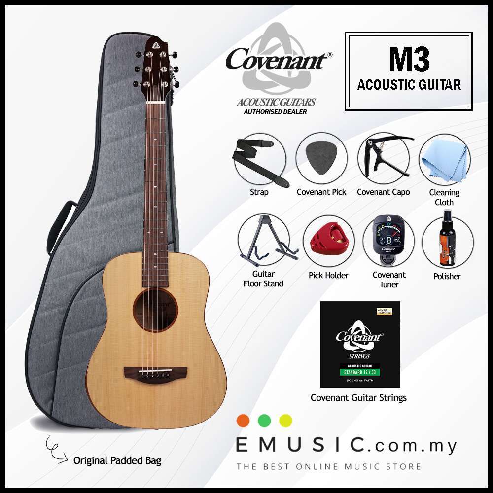 Covenant M3 Solid-Top Acoustic Guitar with Gigbag and Free Accessories
