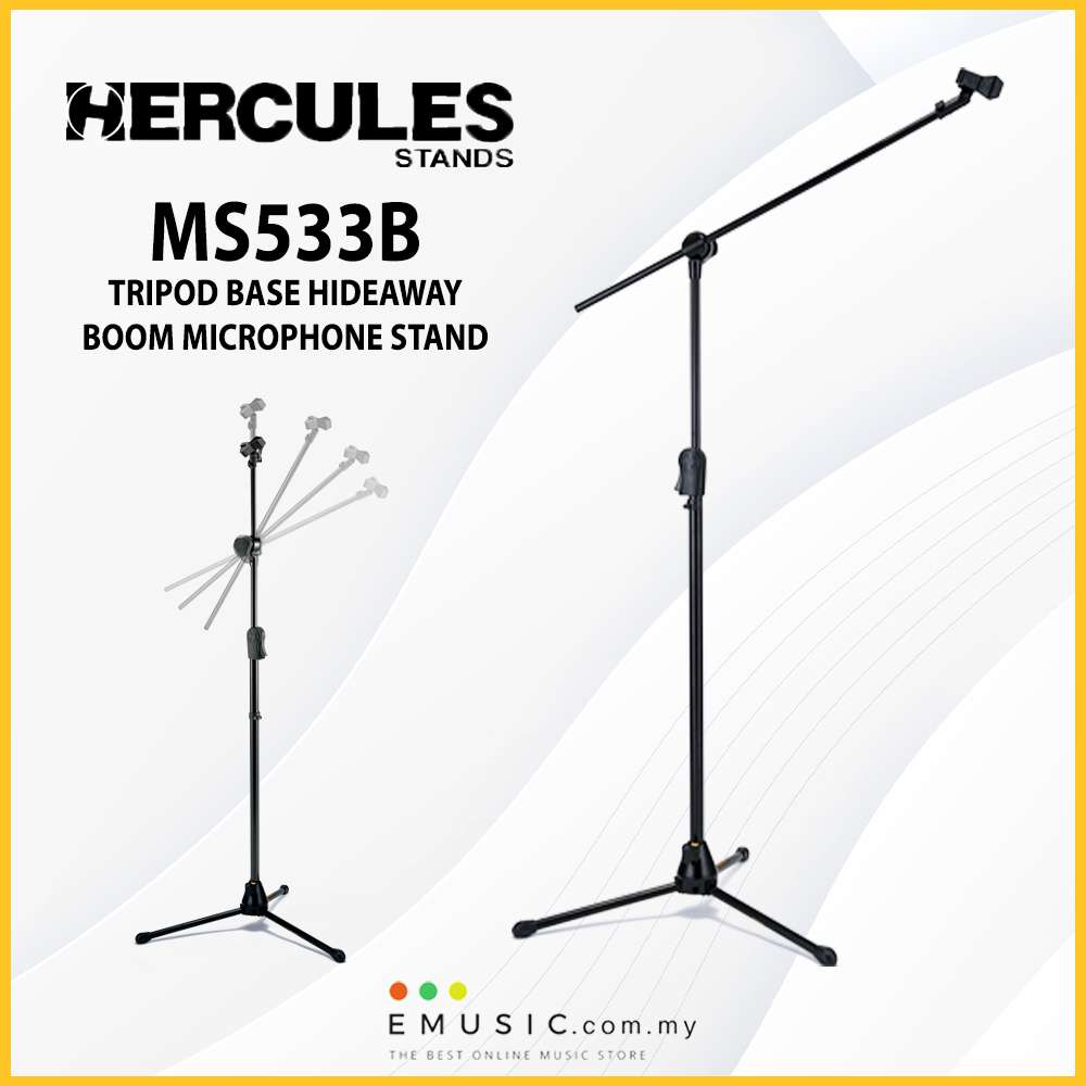 Hercules MS533B Tripod Base Hideaway Boom Microphone Stand