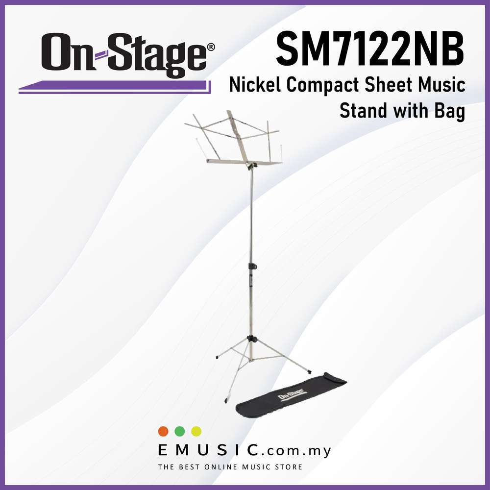 On Stage SM7122NB Compact Sheet Music Stand 26" - 40" Nickel (With Bag)