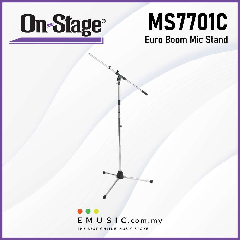 On Stage MS7701C Tripod Microphone Boom Stand Chrome