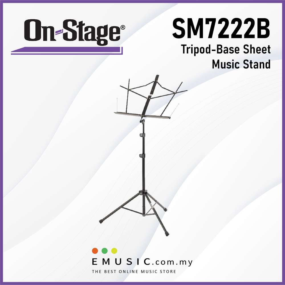 On Stage SM7222B Tripod Base Sheet Black Music Stand (Without Bag)