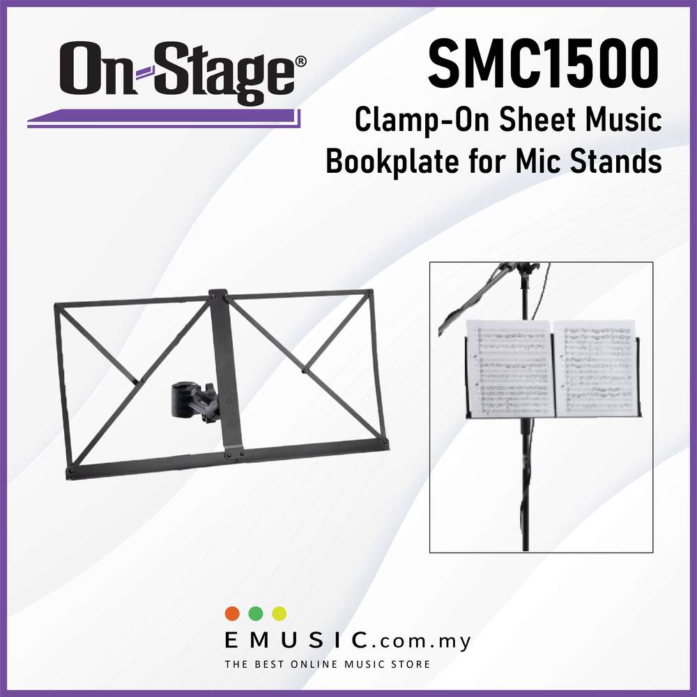 On Stage SMC1500 Clamp-On Sheet Music Bookplate for Mic Stands