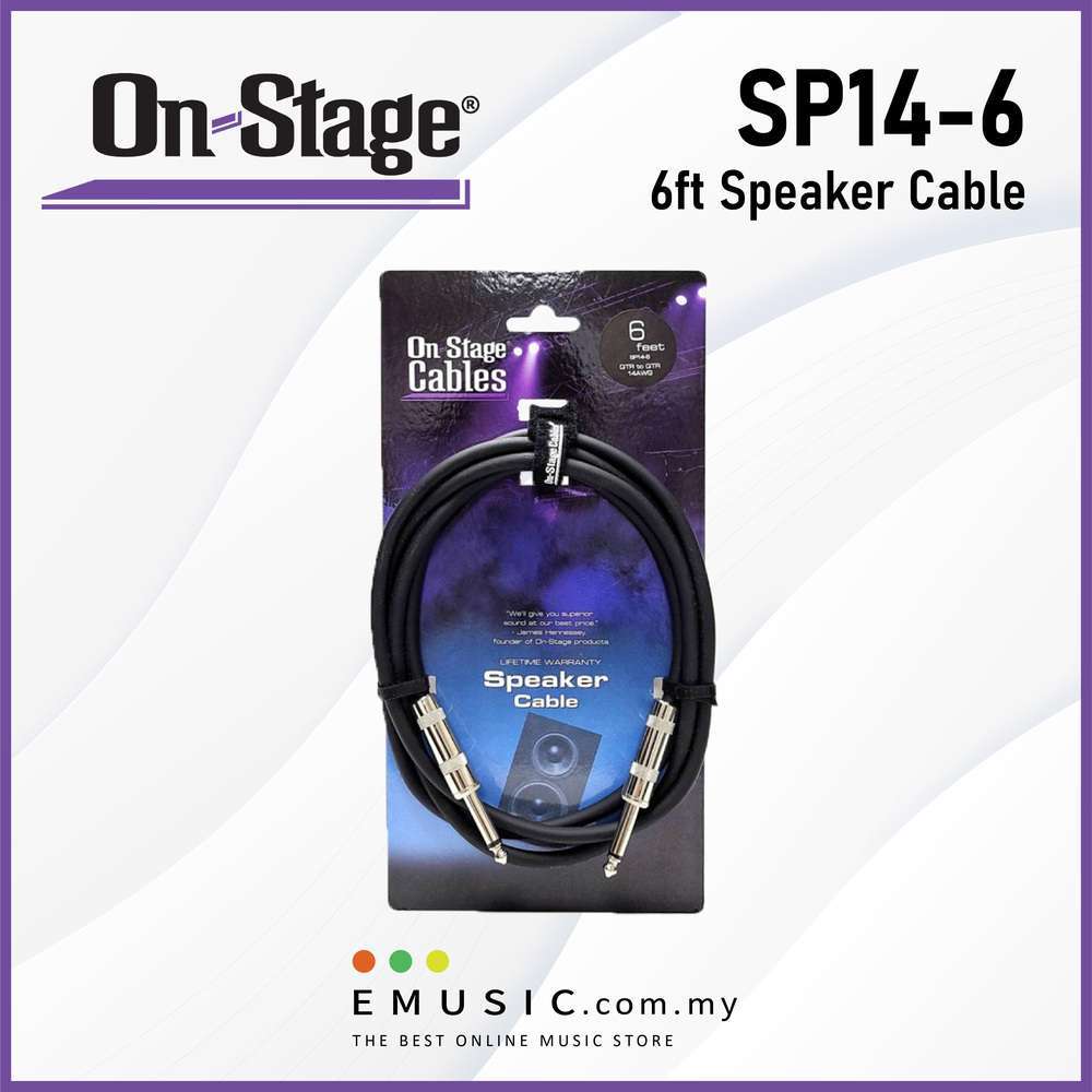 On Stage SP14-6 14AWG Speaker Cable 6ft / 1.8m (QTR - QTR)