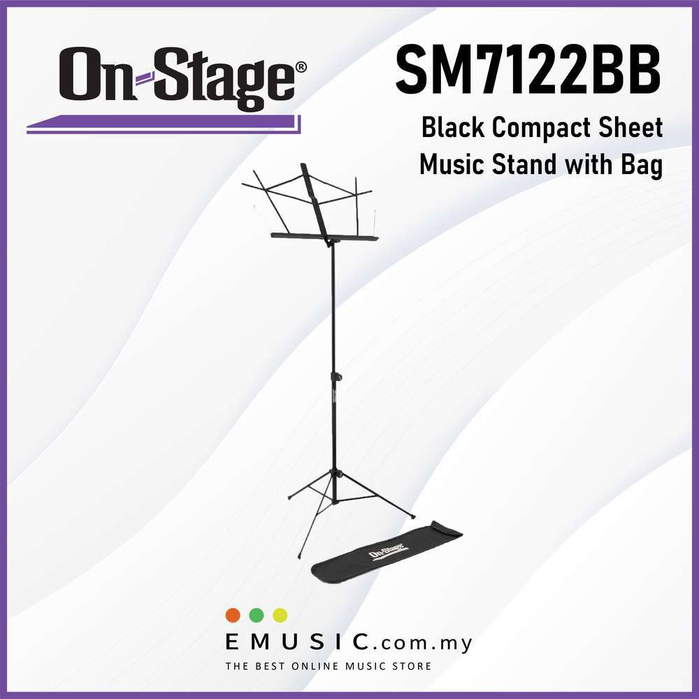 On Stage SM7122BB Compact Sheet Music Stand 26" - 40" Black (With bag)
