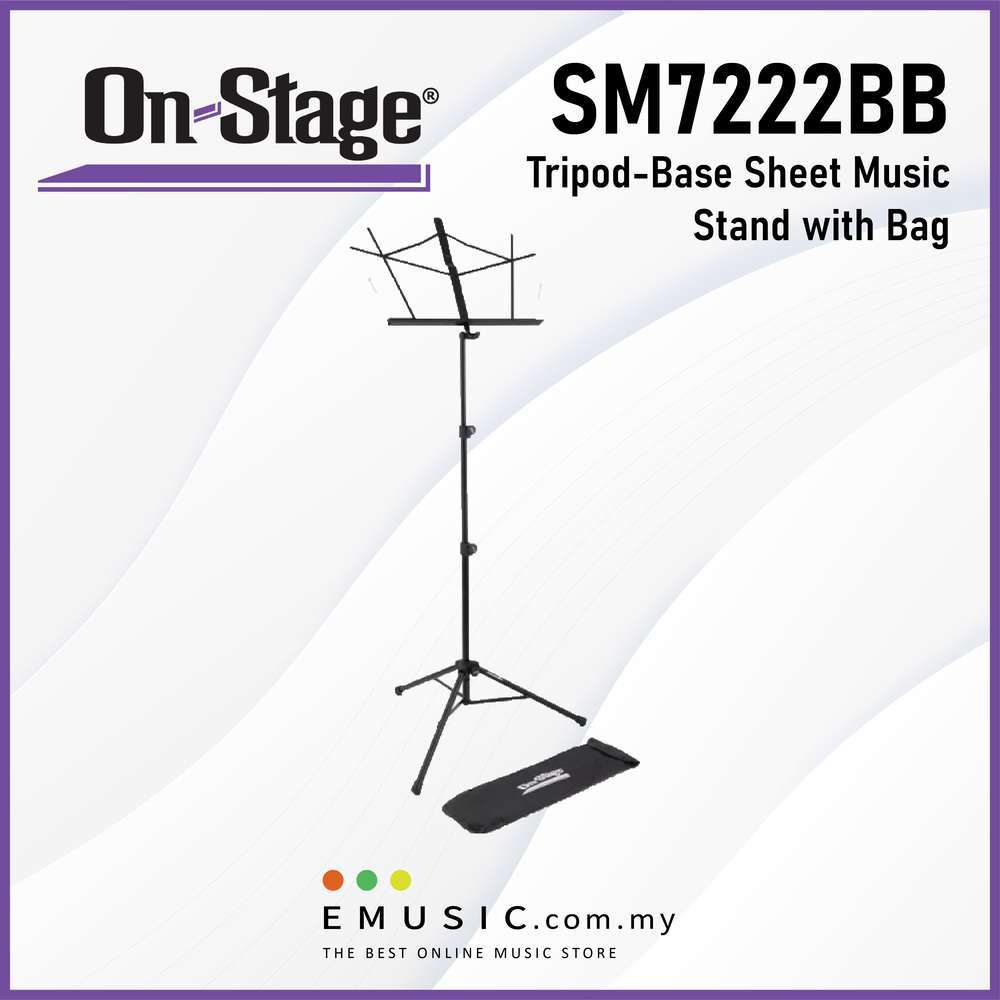 On Stage SM7222BB Tripod Base Sheet Black Music Stand (With Bag)