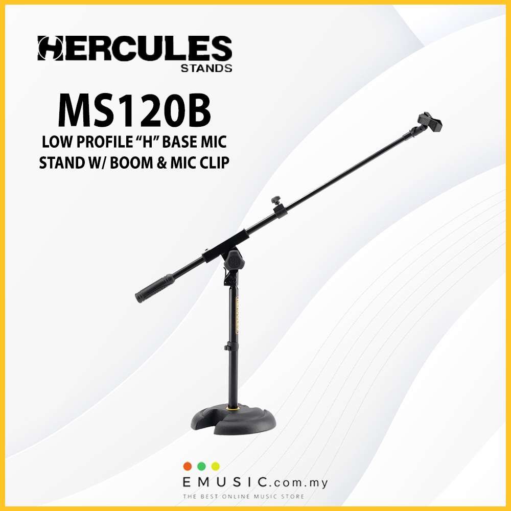 Hercules MS120B Low Profile "H" Base Mic Stand w/Boom & Mic Clip