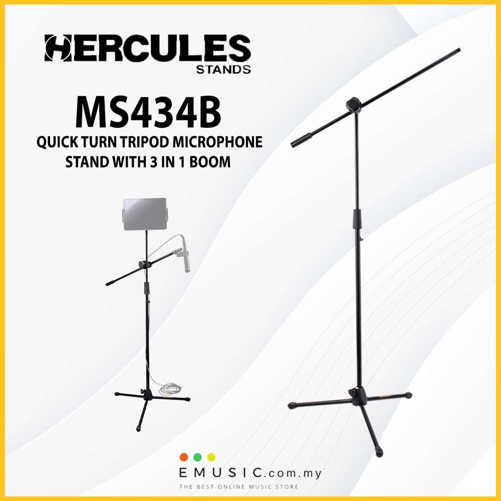 Hercules MS434B Quick Turn Tripod Microphone Stand with 3 In 1 Boom