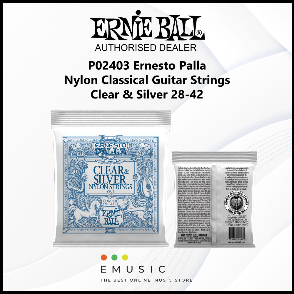 Ernie Ball P02403 28-42 Ernesto Palla Nylon Classical Guitar Strings - Clear & Silver