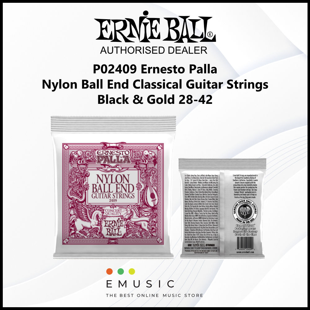 Ernie Ball P02409 28-42 Ernesto Palla Nylon Ball End Classical Guitar Strings - Black & Gold