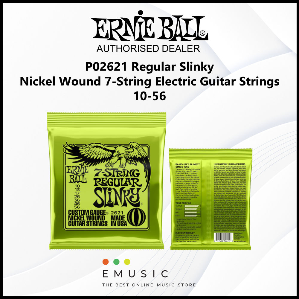 Ernie Ball P02621 10-56 Regular Slinky Nickel Wound 7-String Electric Guitar Strings
