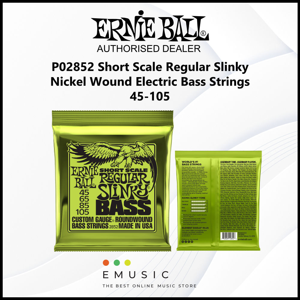 Ernie Ball P02852 45-105 Regular Slinky Nickel Wound Short Scale Electric Bass Guitar Strings