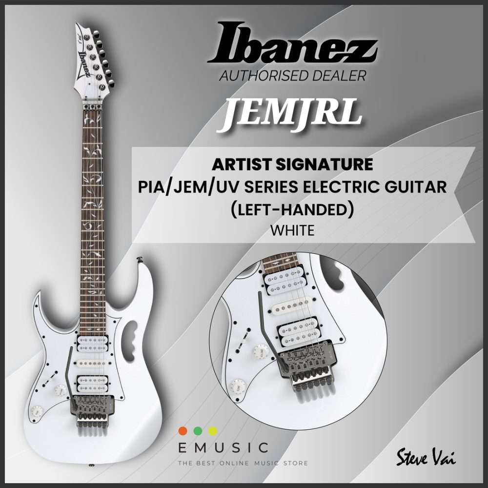 Ibanez JEMJRL-WH (Left-Handed) PIA/JEM/UV Steve Vai Signature Series Electric Guitar - White