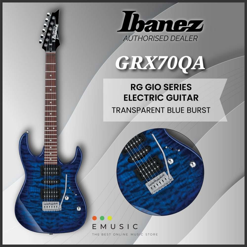 Ibanez GRX70QA-TBB RG GIO Series Electric Guitar - Transparent Blue Burst