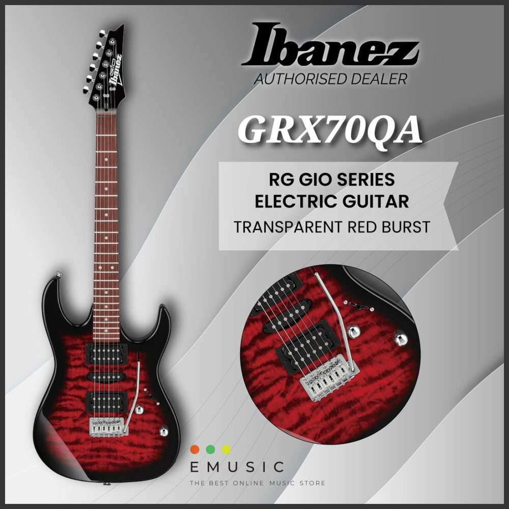 Ibanez GRX70QA-TRB RG GIO Series Electric Guitar - Transparent Red Burst
