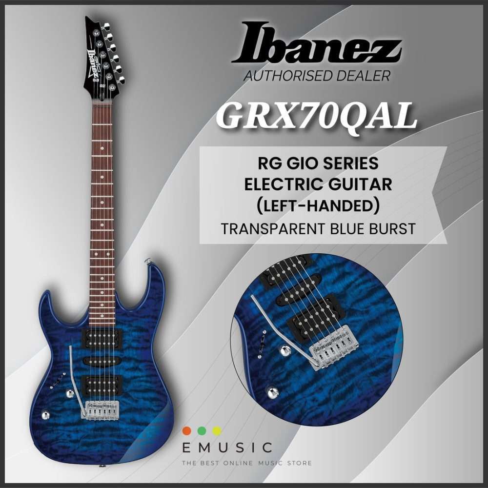 Ibanez GRX70QAL-TBB (Left-Handed) RG GIO Series Electric Guitar - Transparent Blue Burst