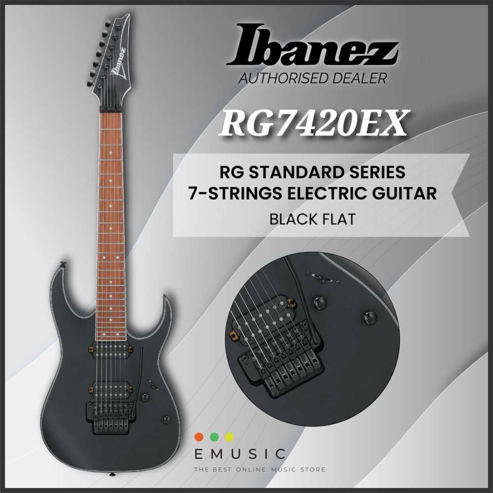 Ibanez RG7420EX-BKF RG Standard Series 7-Strings Electric Guitar - Black Flat