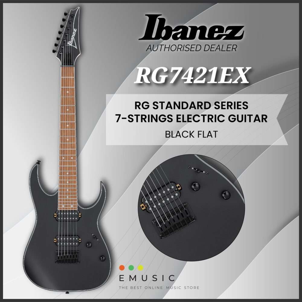 Ibanez RG7421EX-BKF RG Standard Series 7-Strings Electric Guitar - Black Flat