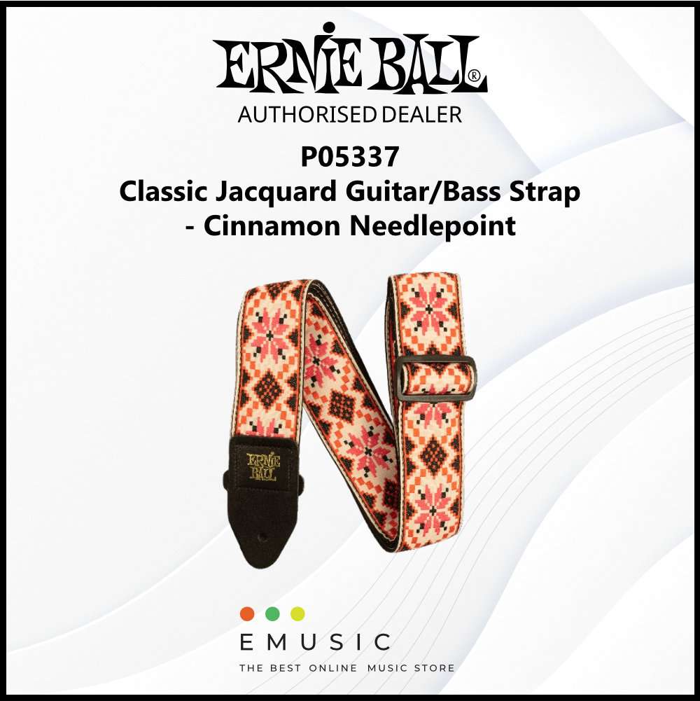 Ernie Ball P05337 Classic Jacquard Guitar Strap/Bass Strap - Cinnamon Needlepoint