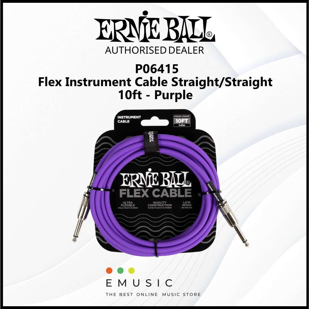 Ernie Ball P06415 Flex Instrument Cable Straight/Straight 10ft - Purple