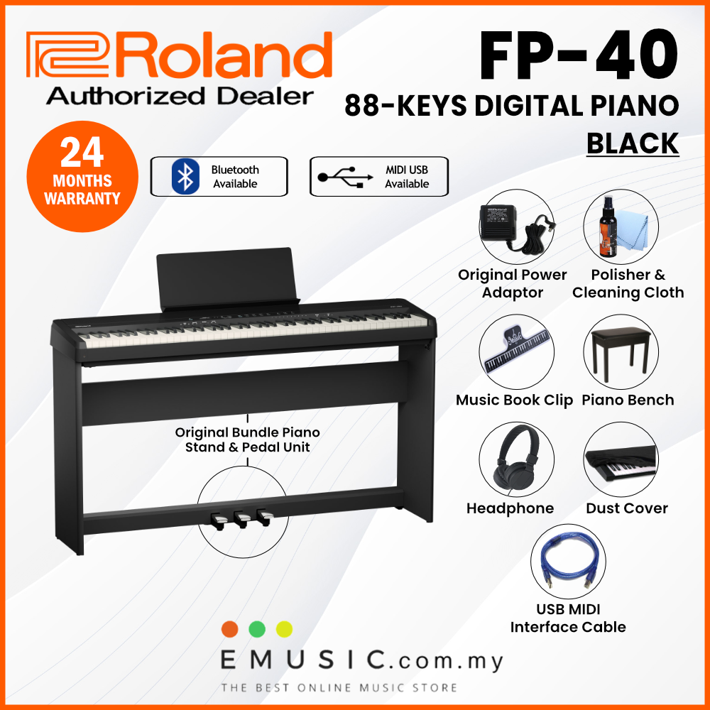 Roland FP-40 88-key Digital Piano Home Package - Black, White