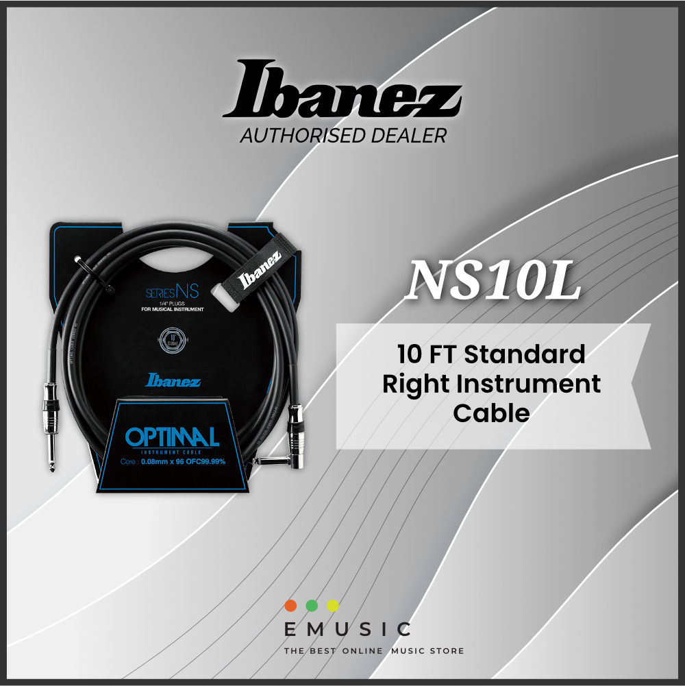 IBANEZ NS10L 10FT Standard Right Angle Instrument Cable