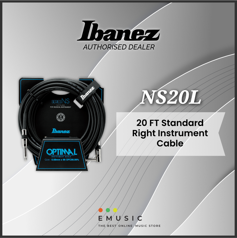 IBANEZ NS20L 20FT Standard Right Angle Instrument Cable