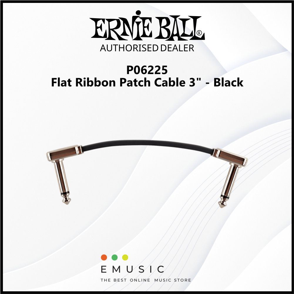 Ernie Ball P06225 Flat Ribbon Patch Cable 3" - Black