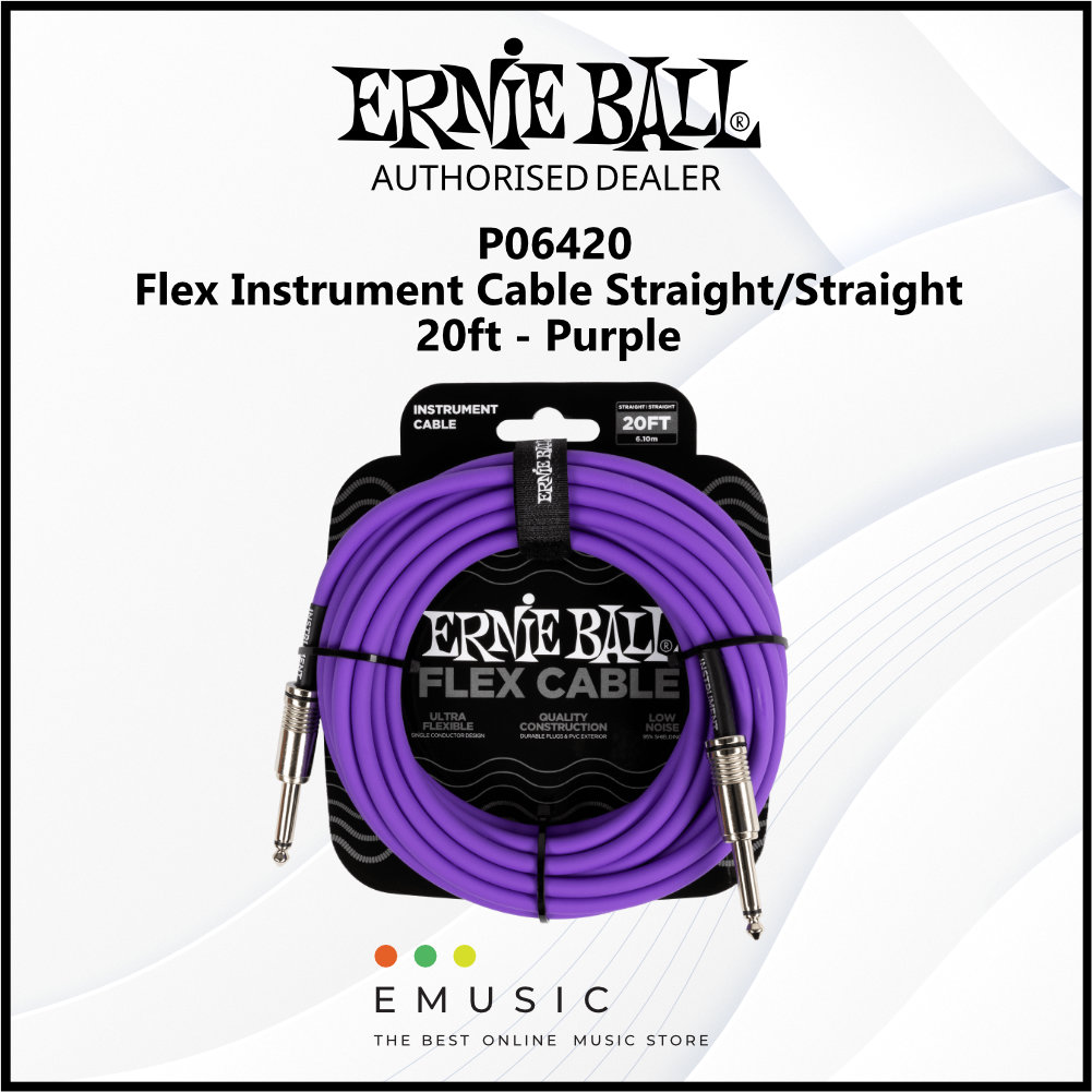 Ernie Ball P06420 Flex Instrument Cable Straight/Straight 20ft - Purple