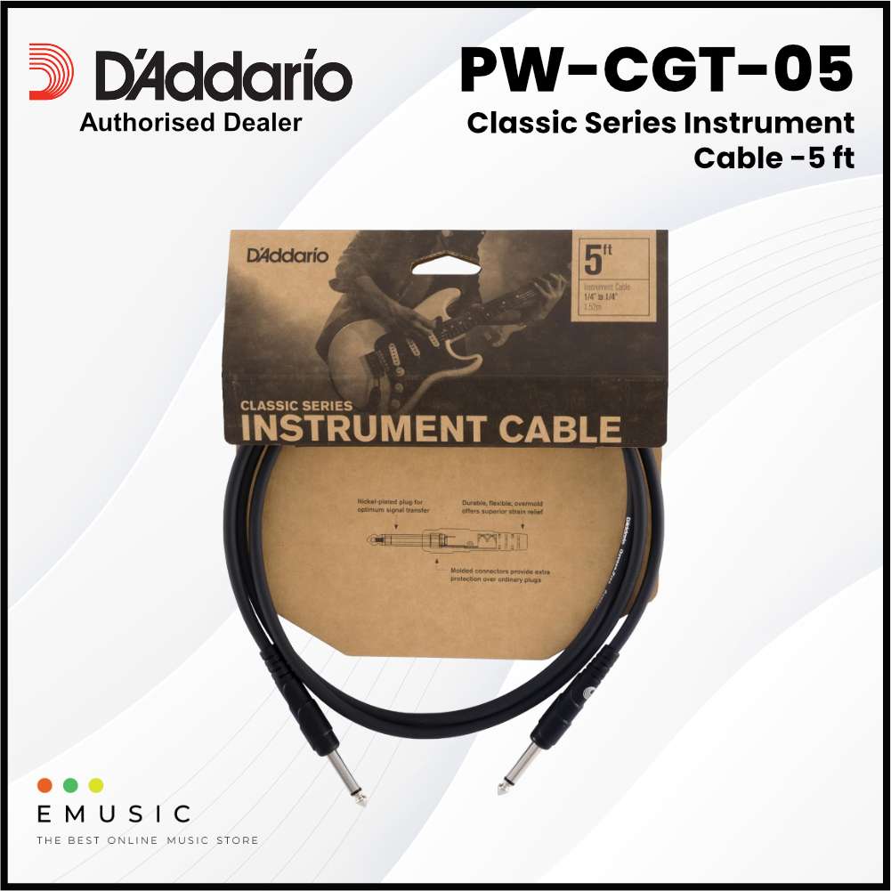D'Addario Classic Series Instrument Cable - 5ft, 10ft, 15ft, 20ft