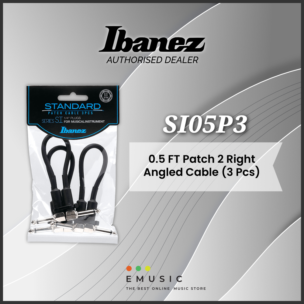 IBANEZ SI05P3 0.5FT Patch 2 Right-Angled Cables (3 Pcs)