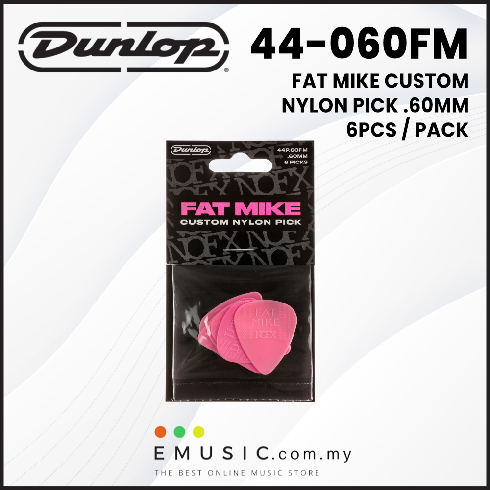 Jim Dunlop 44P.60FM Fat Mike Custom Signature Nylon Picks, 0.6mm, 6 Picks