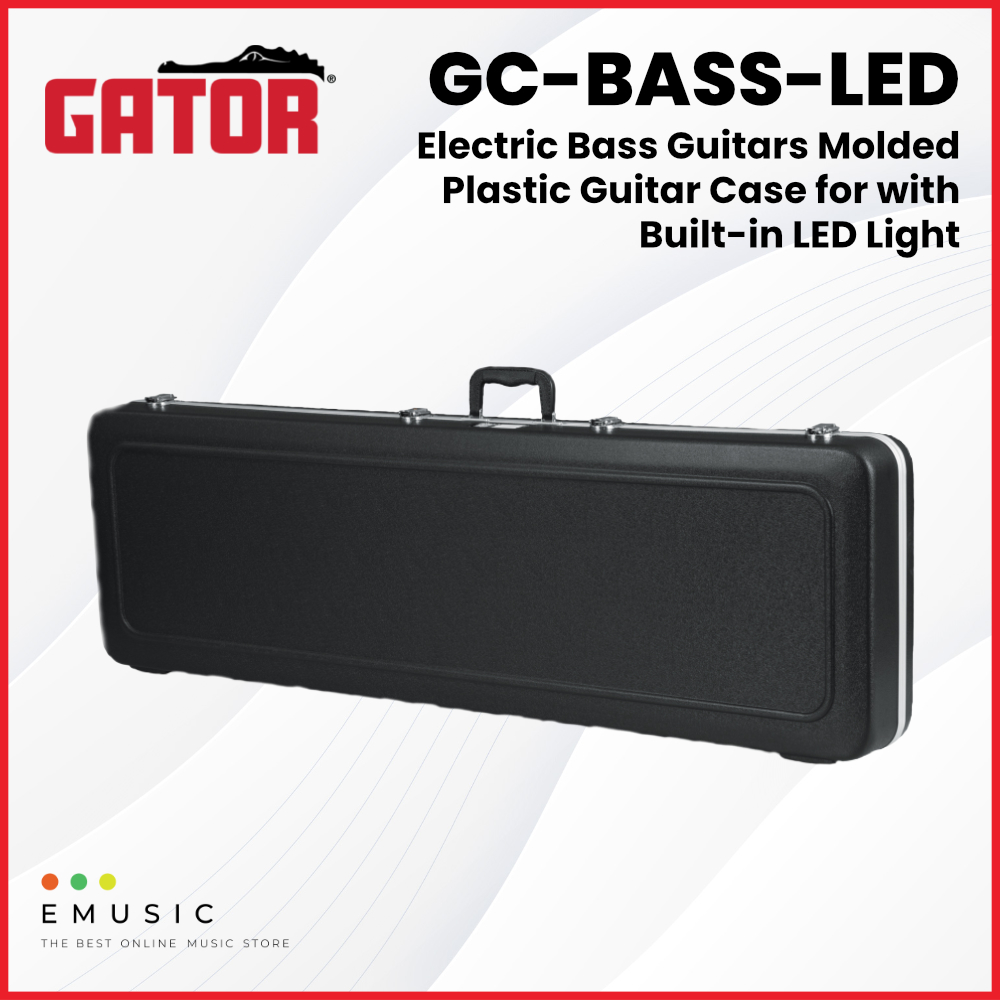 Gator GC-BASS-LED Molded Plastic Electric Bass Guitar Case with Built-in LED Light
