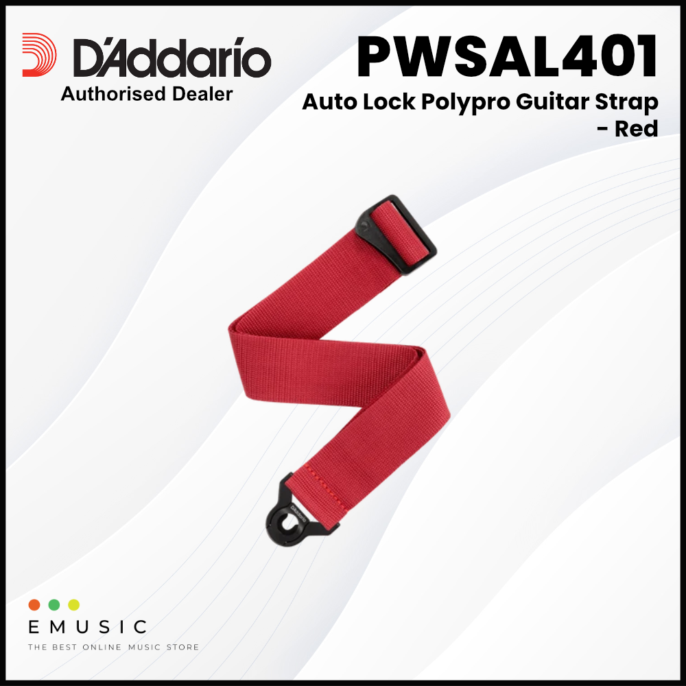 D’Addario PWSAL401 Auto Lock Polypro Guitar Strap - Red